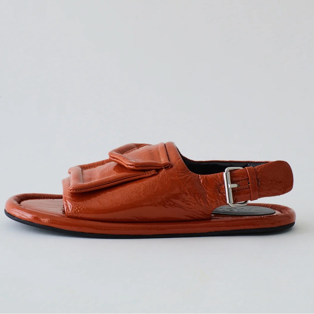 Tibi, Beryen Naplack slingback sandal, brown, size 42